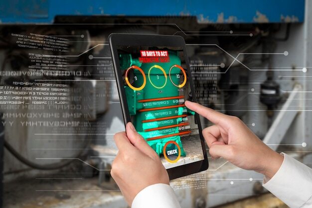 Engineer use augmented reality software in smart factory production line