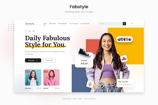 PSD fabstyle - cheerful rainbow clothing store hero image