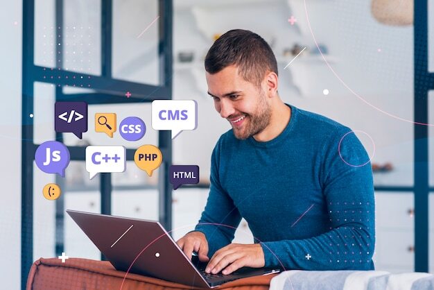 Person in front of computer working html