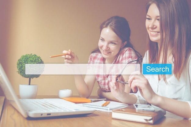 Search Seo Online Internet Browsing Web Concept. Website WWW Search Bar Magnifying Glass Graphic