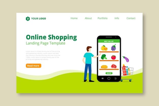 Free vector shopping online landing page