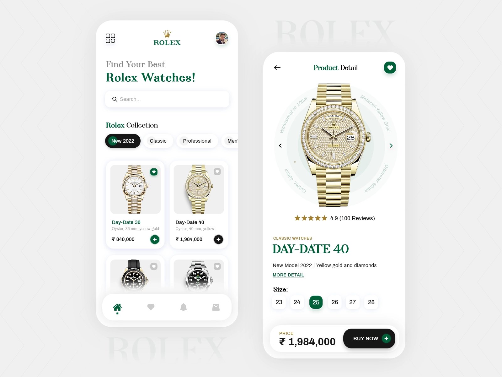  Rolex Watches App Design