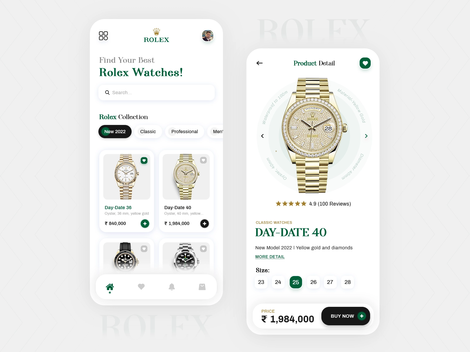  Rolex Watches App Design